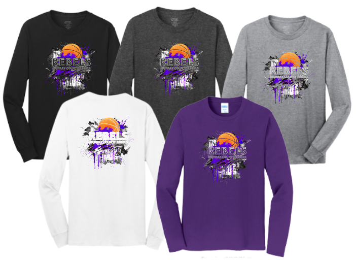MCC 2023Basketball : Port & Company® Long Sleeve Core Cotton Tee (BB Splotch)