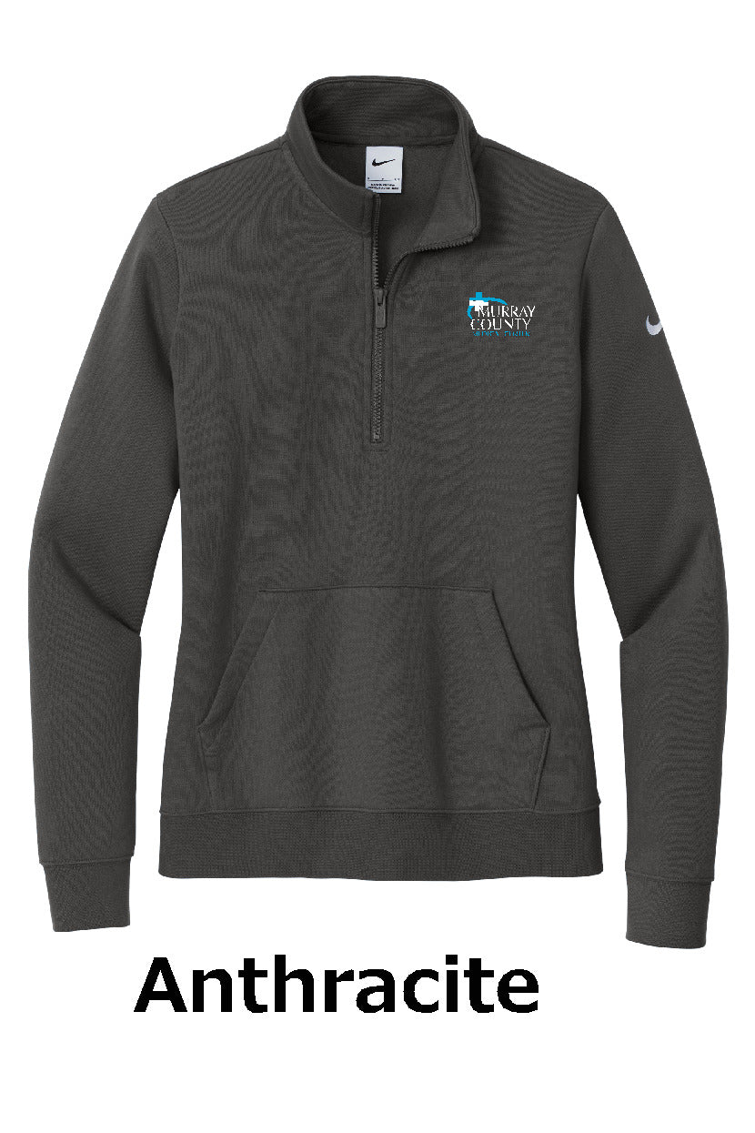 MCMC Apparel - Embroidered Nike Ladies Club Fleece Sleeve Swoosh 1/2-Zip