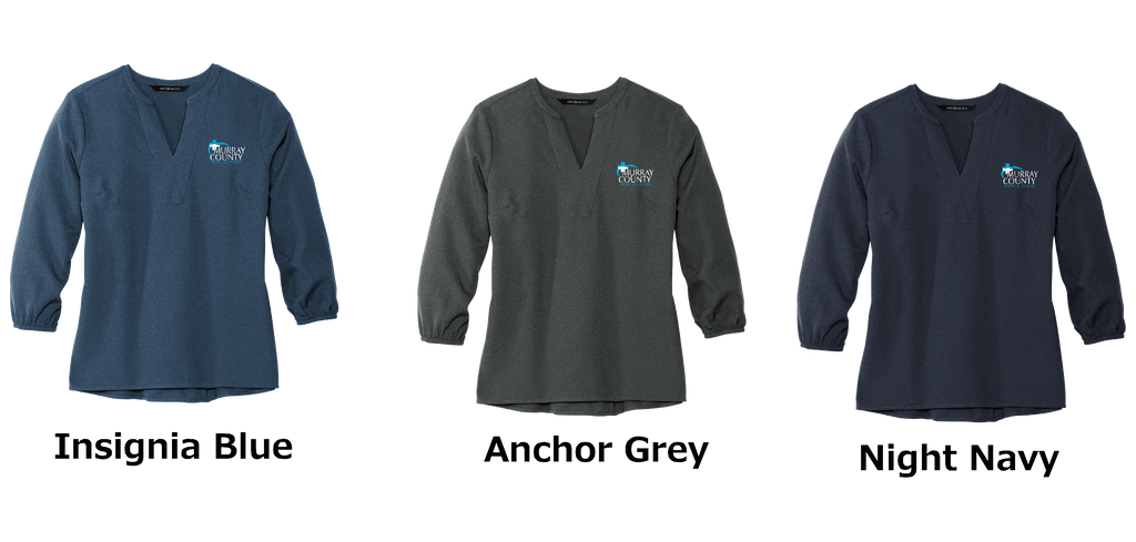 MCMC Apparel - Embroidered Mercer+Mettle® Women's Stretch Crepe 3/4-Sleeve Blouse