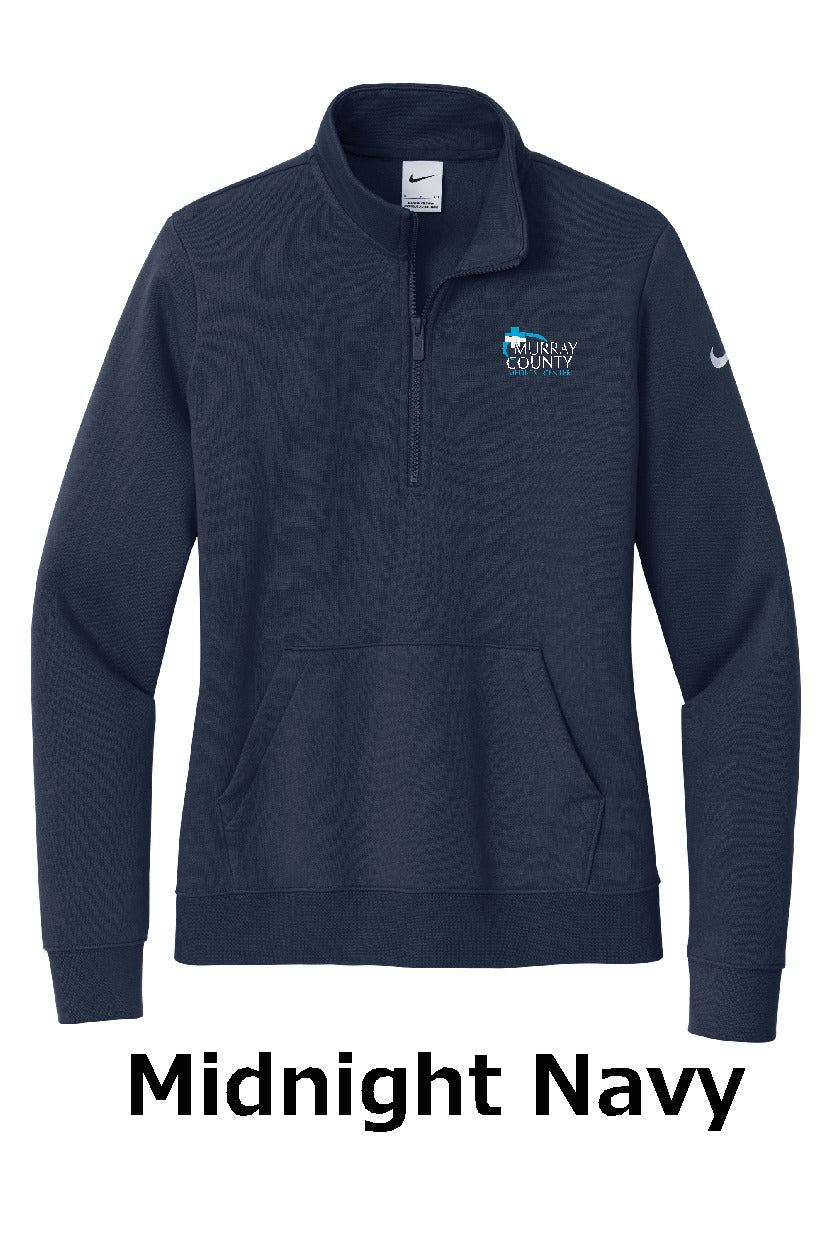 MCMC Apparel - Embroidered Nike Ladies Club Fleece Sleeve Swoosh 1/2-Zip