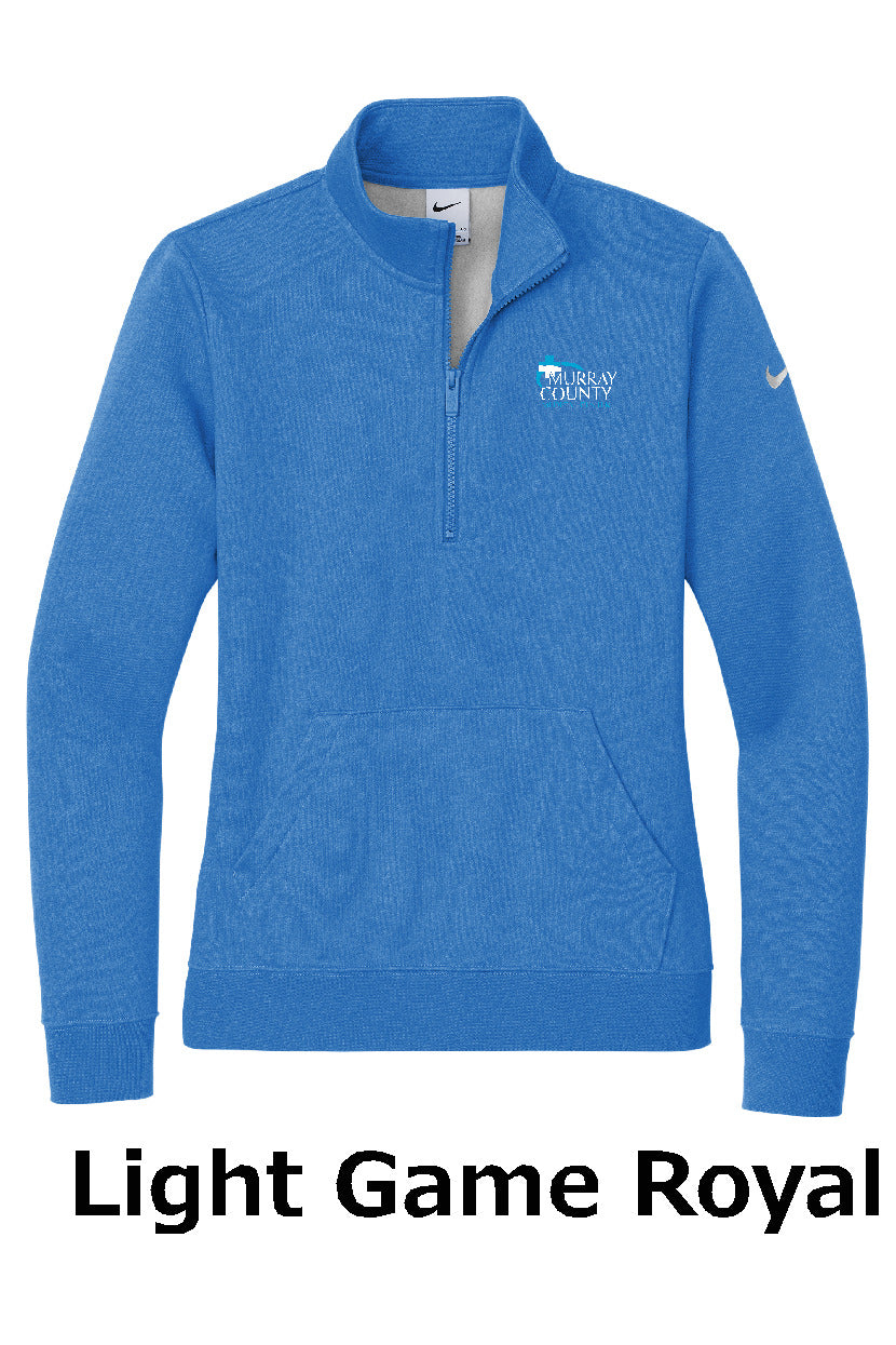 MCMC Apparel - Embroidered Nike Ladies Club Fleece Sleeve Swoosh 1/2-Zip