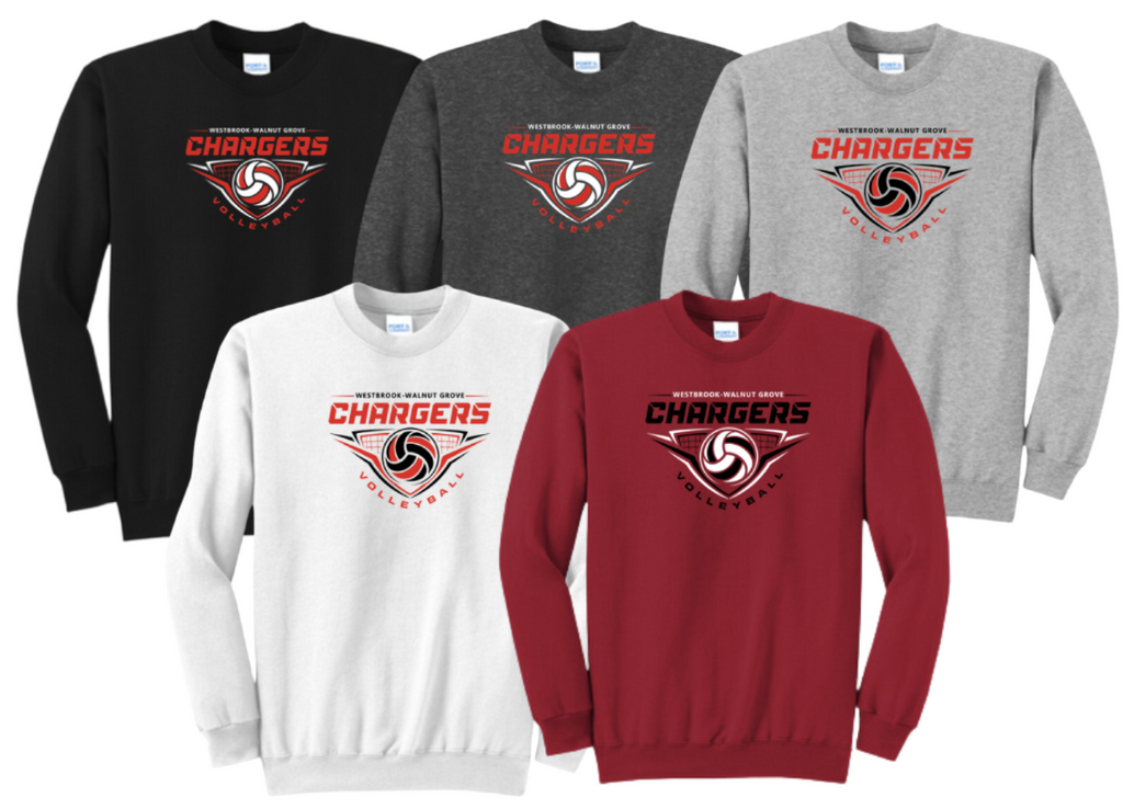 2026 WWG Volleyball: Port & Company® Core Fleece Crewneck Sweatshirt