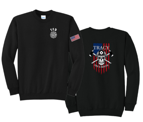 Tracy Fire Department : Skull  : Port & Company® Core Fleece Crewneck Sweatshirt