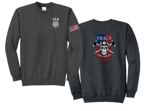 Tracy Fire Department : Skull  : Port & Company® Core Fleece Crewneck Sweatshirt