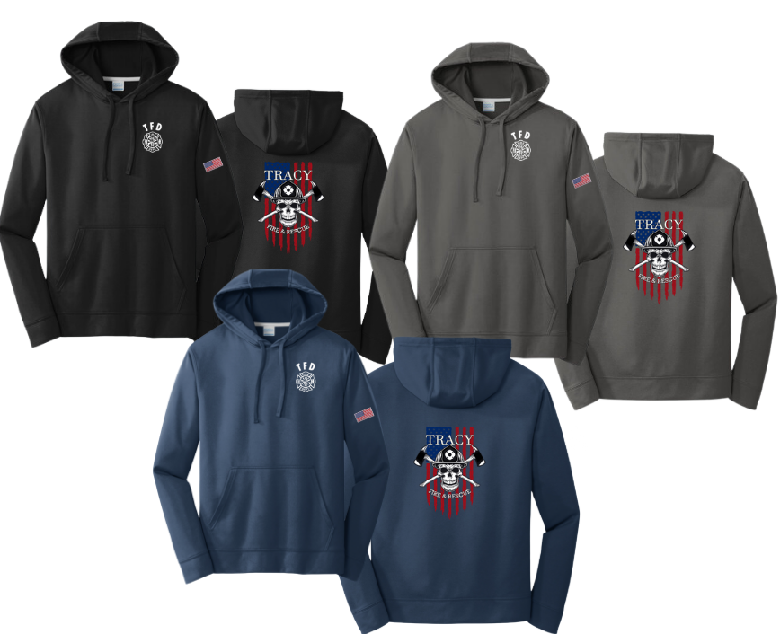Tracy Fire Department : Skull  : Port & Company Performance Fleece Hoodie