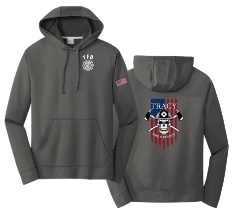 Tracy Fire Department : Skull  : Port & Company Performance Fleece Hoodie