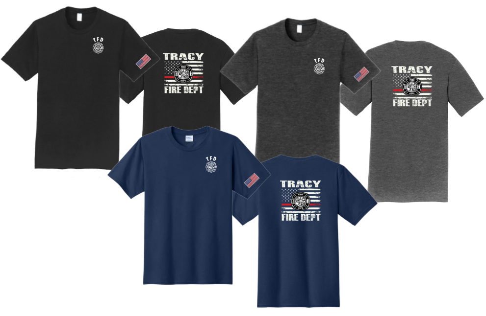 Tracy Fire Department : Red Line Flag : Port & Company® Fan Favorite™ Tee