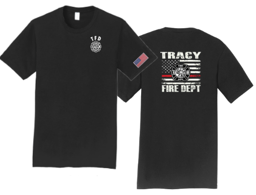Tracy Fire Department : Red Line Flag : Port & Company® Fan Favorite™ Tee