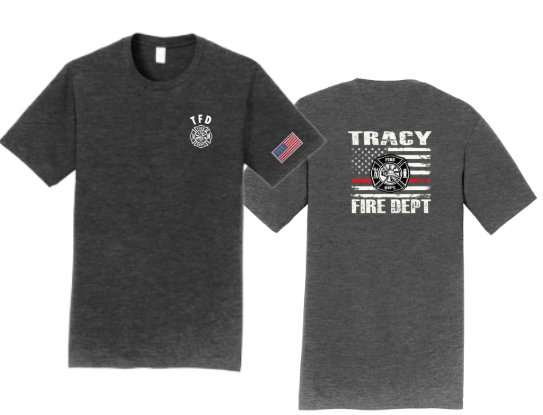 Tracy Fire Department : Red Line Flag : Port & Company® Fan Favorite™ Tee