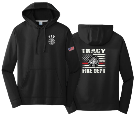 Tracy Fire Department : Red Line Flag  : Port & Company Performance Fleece Hoodie