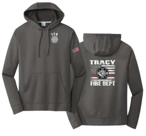 Tracy Fire Department : Red Line Flag  : Port & Company Performance Fleece Hoodie