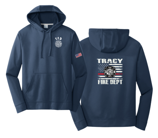 Tracy Fire Department : Red Line Flag  : Port & Company Performance Fleece Hoodie
