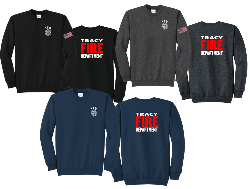 Tracy Fire Department : Red Fire : Port & Company® Core Fleece Crewneck Sweatshirt