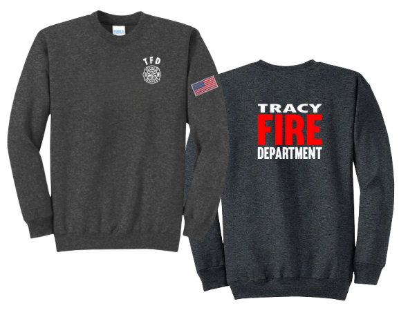Tracy Fire Department : Red Fire : Port & Company® Core Fleece Crewneck Sweatshirt