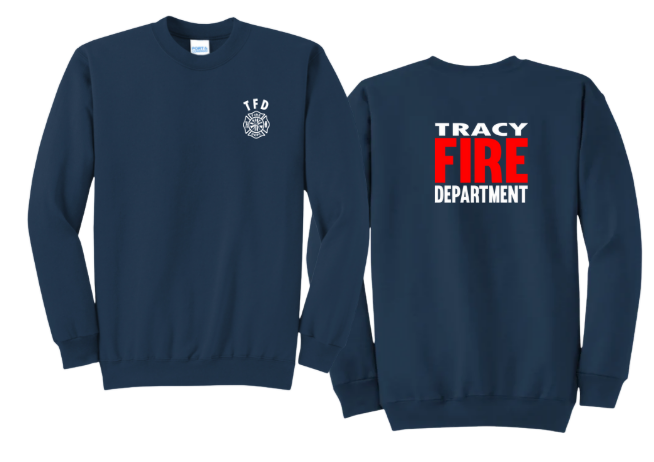 Tracy Fire Department : Red Fire : Port & Company® Core Fleece Crewneck Sweatshirt