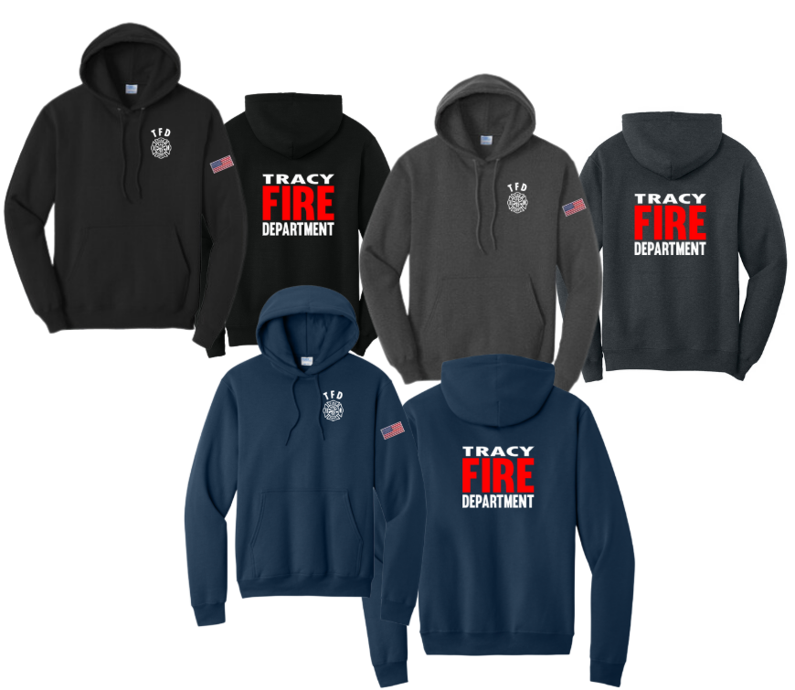 Tracy Fire Department :  Red Fire : Port & Company® Core Fleece Pullover Hooded Sweatshirt