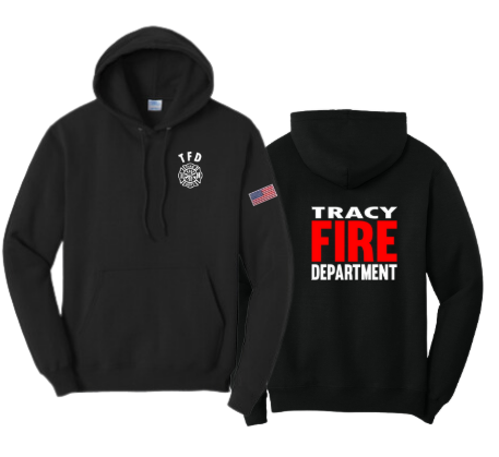 Tracy Fire Department :  Red Fire : Port & Company® Core Fleece Pullover Hooded Sweatshirt