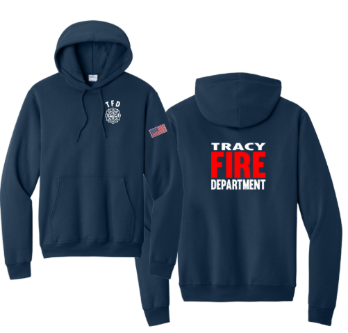 Tracy Fire Department :  Red Fire : Port & Company® Core Fleece Pullover Hooded Sweatshirt