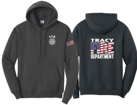 Tracy Fire Department : Flag Fire : Port & Company® Core Fleece Pullover Hooded Sweatshirt