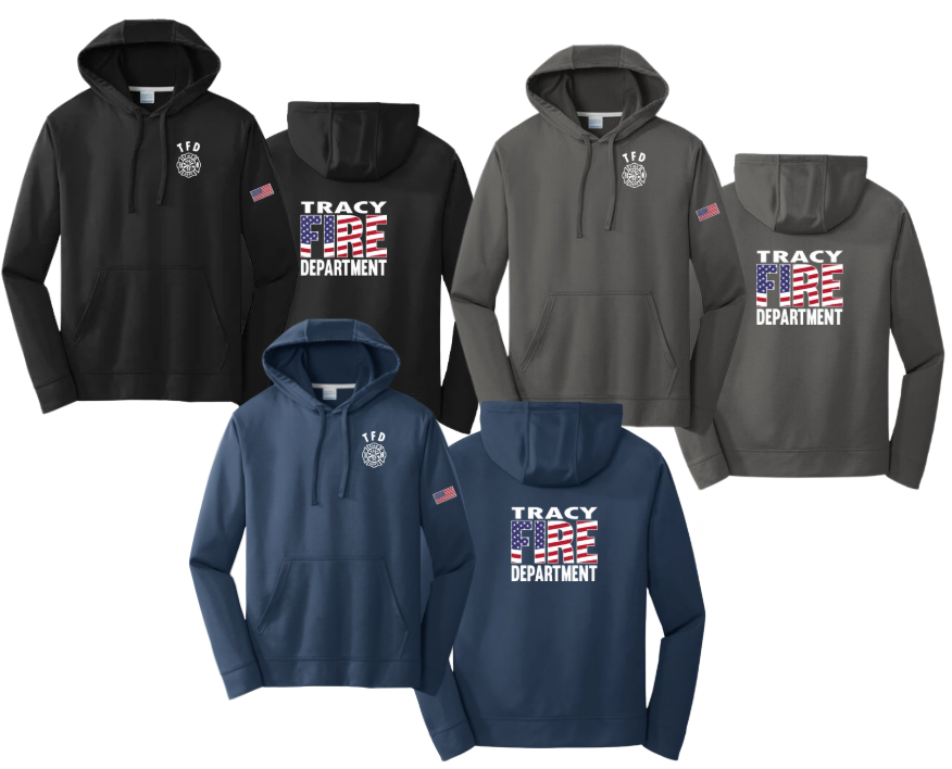 Tracy Fire Department : Flag Fire : Port & Company Performance Fleece Hoodie