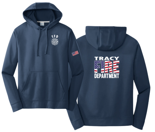 Tracy Fire Department : Flag Fire : Port & Company Performance Fleece Hoodie
