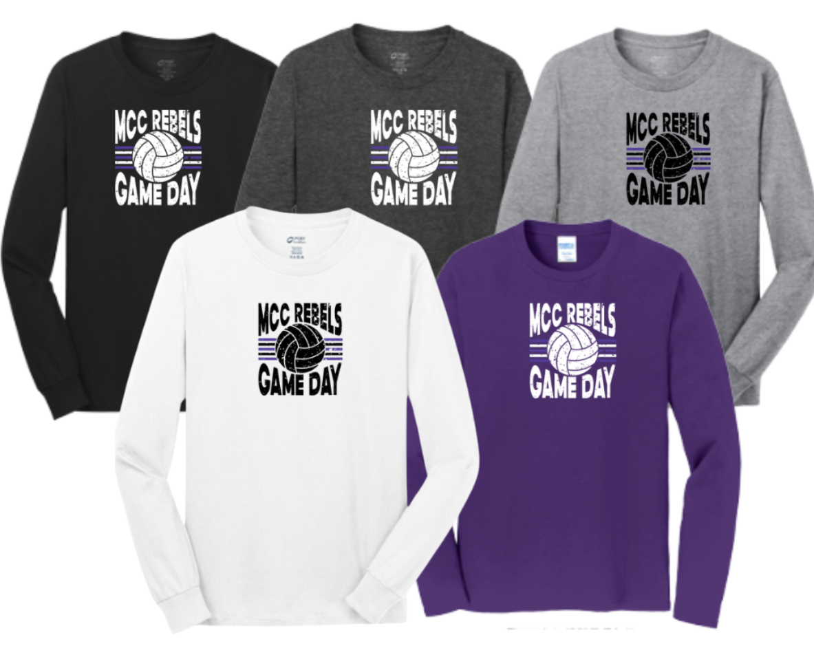 MCC 2026 Volleyball : GAME DAY : Port & Company® Long Sleeve Core Cotton Tee