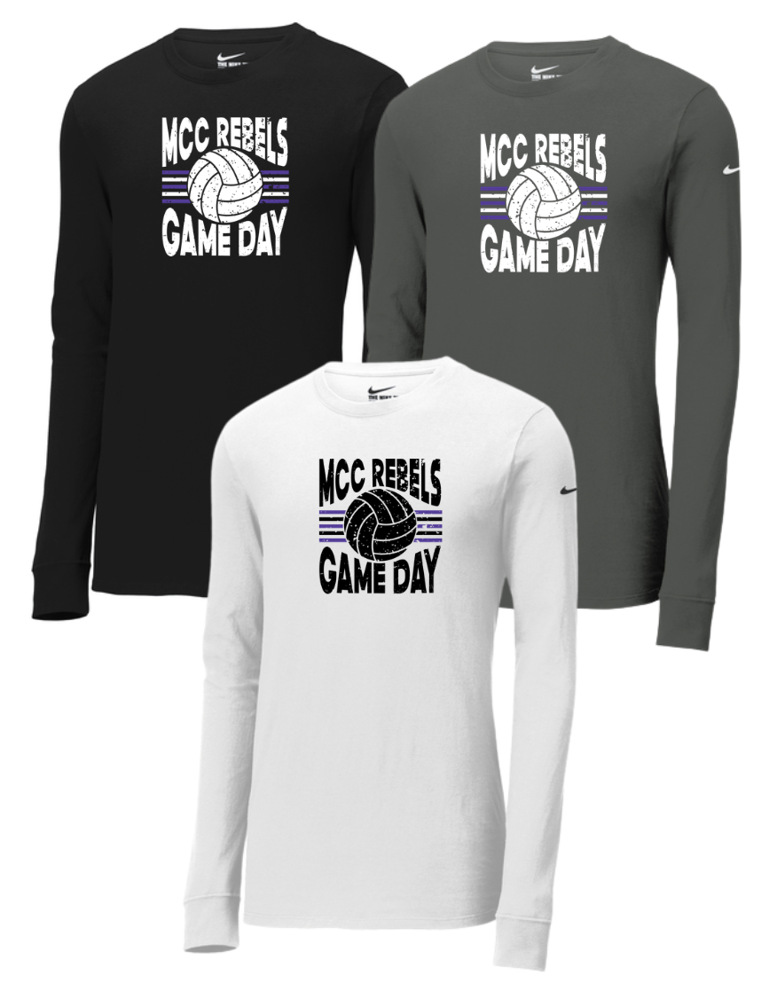 MCC 2026 Volleyball: GAME DAY : Nike Dri-FIT Cotton/Poly Long Sleeve Tee