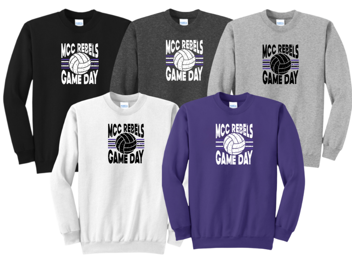 MCC 2026 Volleyball : GAME DAY:  Port & Company® Core Fleece Crewneck Sweatshirt