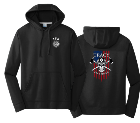 Tracy Fire Department : Skull : Port & Company® Core Fleece Pullover Hooded Sweatshirt