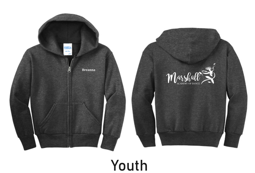 Marshall Academy of Dance | Port & Company - Core Fleece Full-Zip Hooded Sweatshirt (Youth & Adult)
