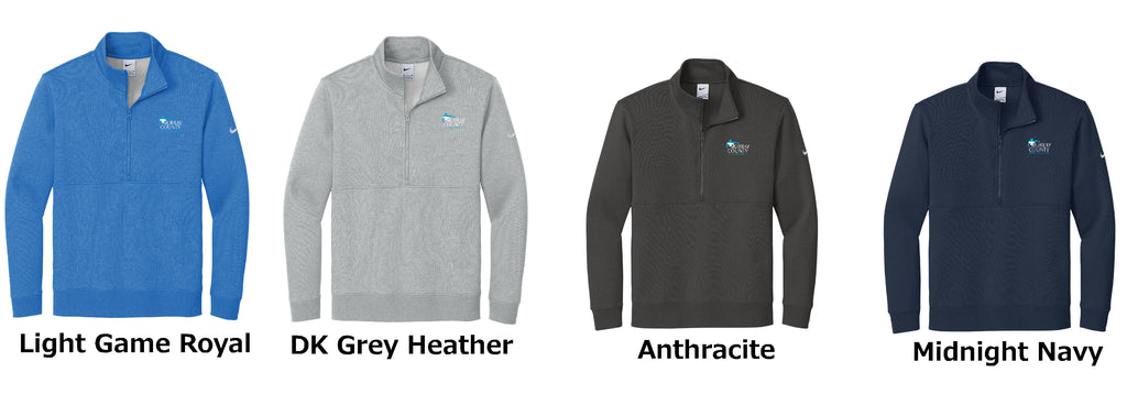 MCMC Apparel - Embroidered Nike Club Fleece Sleeve Swoosh 1/2-Zip