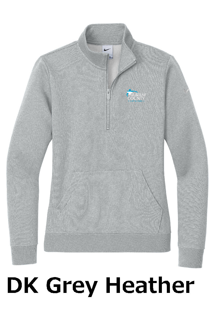MCMC Apparel - Embroidered Nike Ladies Club Fleece Sleeve Swoosh 1/2-Zip