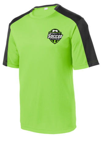 MURRAY COUNTY SOCCER UNITED LIME COMPETITOR TEE LEFT CHEST LOGO