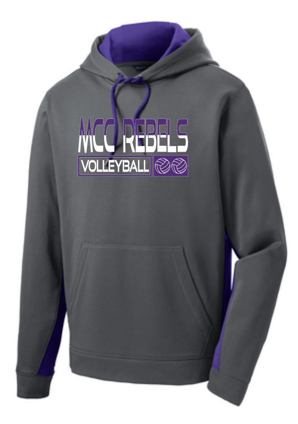 MCC 2022 Volleyball : SportTek Fleece Colorblock Hooded Sweatshirt