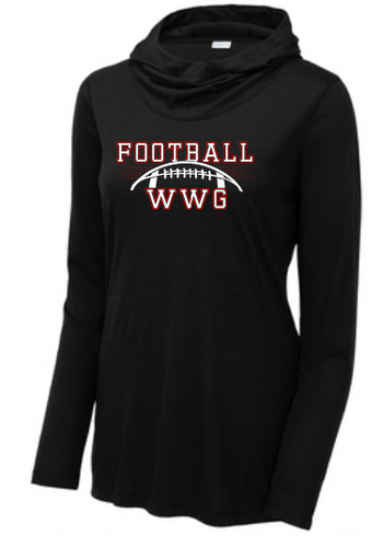 WWG Football : Option 1 - Sport-Tek Long Sleeve Hoodie - Ladies Black