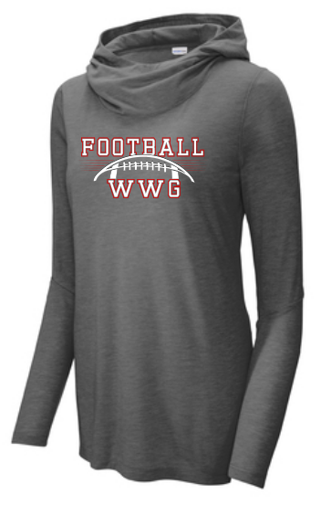 WWG Football : Option 1 - Sport-Tek Long Sleeve Hoodie - Ladies Grey