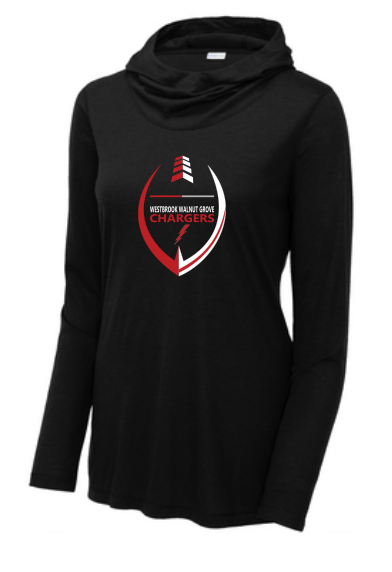WWG Football : Option 2 - Sport-Tek Long Sleeve Hoodie - Ladies Black