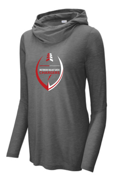 WWG Football : Option 2 - Sport-Tek Long Sleeve Hoodie - Ladies Grey