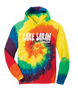 Lake Sarah or Lake Shetek Tie Dye Hooded Sweatshirt