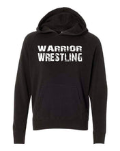 Load image into Gallery viewer, WARRIOR WRESTLING Independent Trading Co. Youth Hooded Sweatshirt Carbon/Black or Black Design 2