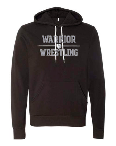 WARRIOR WRESTLING BELLA+CANVAS  Black Heather or Storm Pullover Hoodie Design 2