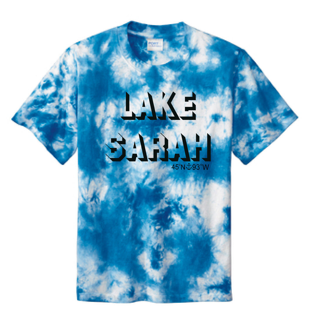 Lake Sarah or Lake Shetek Blue Crystal Tie Dye Tee
