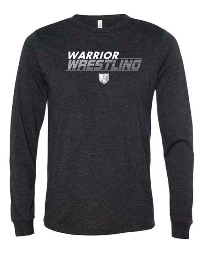 WARRIOR WRESTLING BELLA+CANVAS  Charcoal Black Triblend or Grey Triblend  Long Sleeve  Design 1