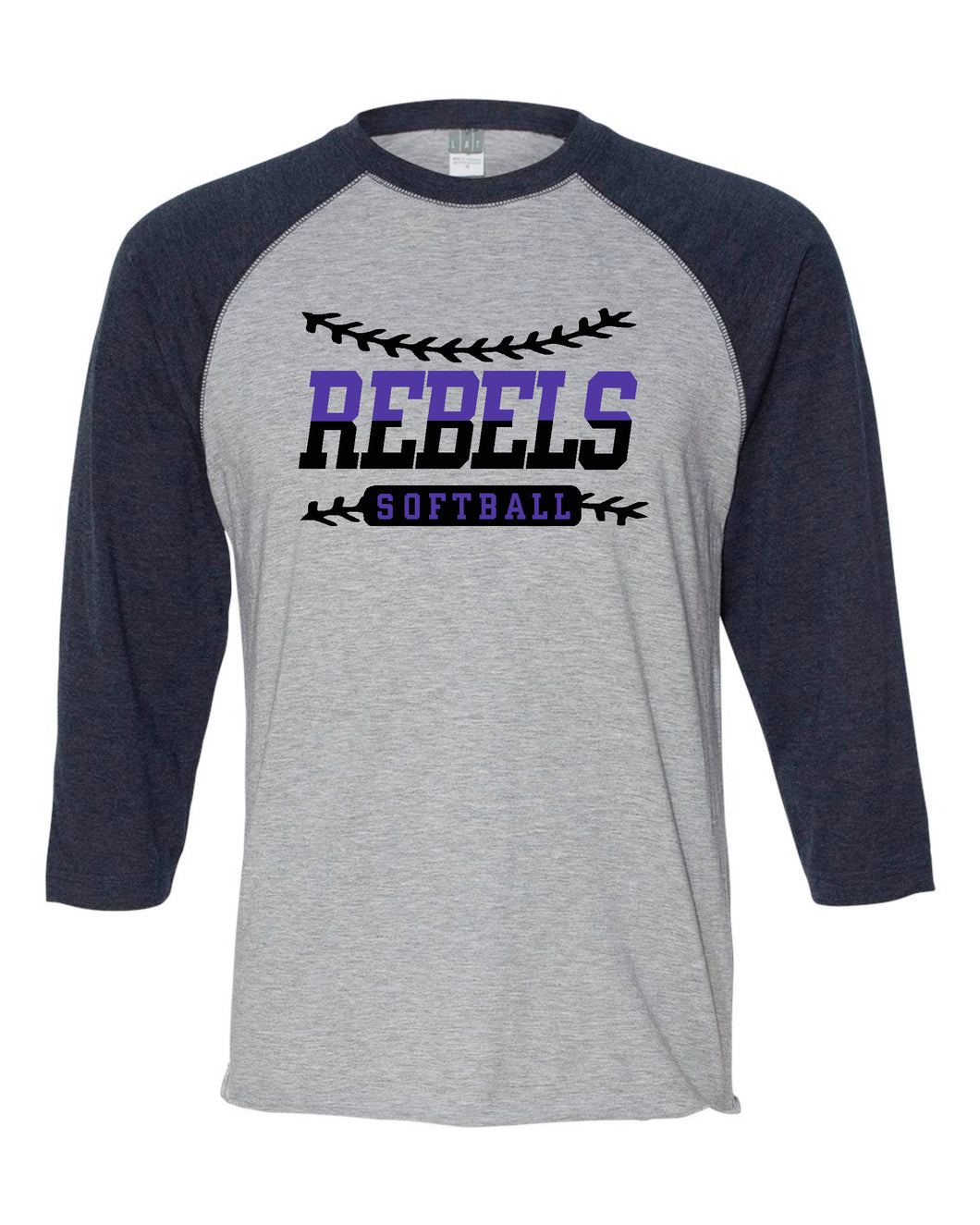 MCC Rebels Softball BELLA + CANVAS - Unisex Three-Quarter Sleeve Baseball Tee Design 2