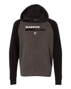 WARRIOR WRESTLING Independent Trading Co. Youth Hooded Sweatshirt Carbon/Black or Black Design 1