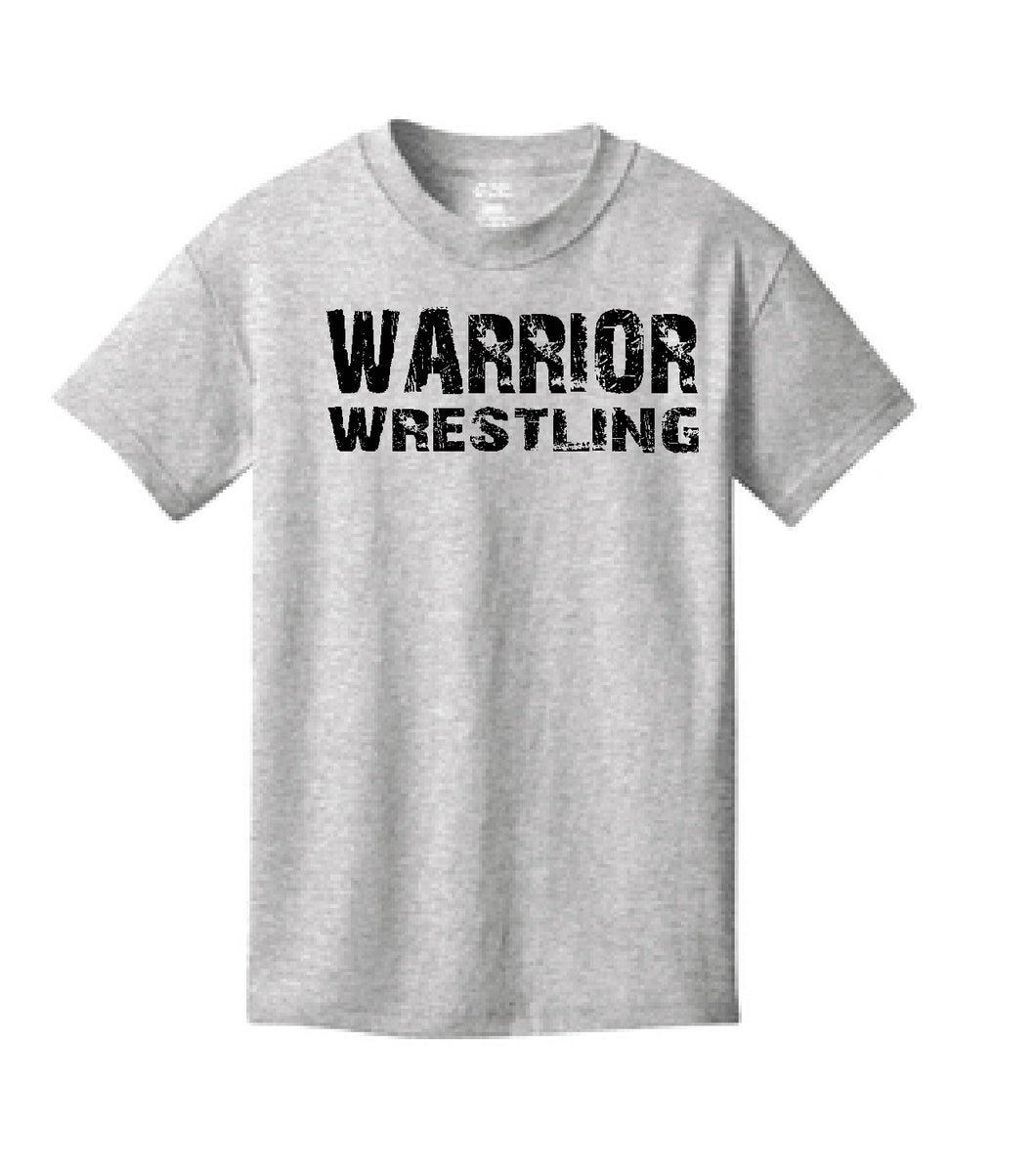 WARRIOR WRESTLING Port & Company Youth Ash or Black Core Cotton Tee Design 3