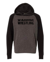 Load image into Gallery viewer, WARRIOR WRESTLING Independent Trading Co. Youth Hooded Sweatshirt Carbon/Black or Black Design 3