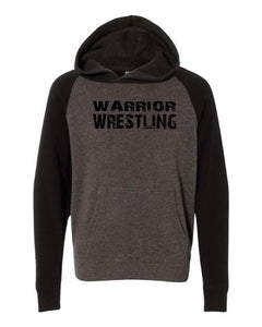 WARRIOR WRESTLING Independent Trading Co. Youth Hooded Sweatshirt Carbon/Black or Black Design 3