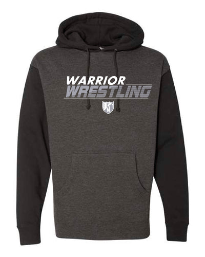 WARRIOR WRESTLING Independent Trading Co. Hooded Sweatshirt Char/Black or Gunmetal Heather Design 1