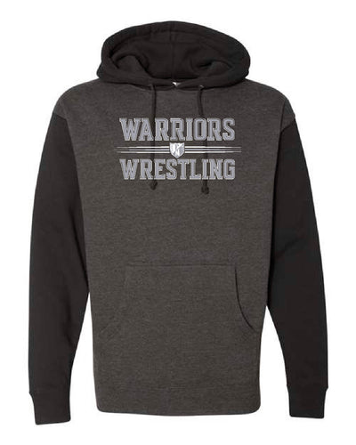 WARRIOR WRESTLING Independent Trading Co. Hooded Sweatshirt Char/Black or Gunmetal Heather Design 2